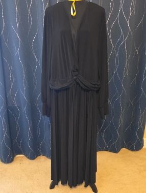 Eloquii Black Long-Sleeve Knot-Front Midi Dress